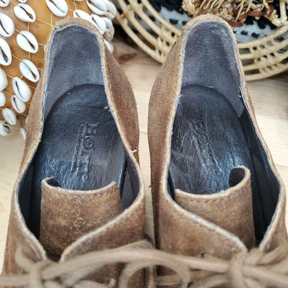 Born Women's 10M Jolene Boot Block Heel Oxford Brown Leather Shootie Lace Up - Picture 9 of 13